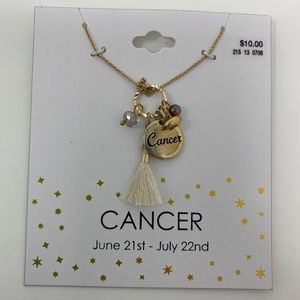 Cancer Astrology Pendant Necklace Gold Tone 16"